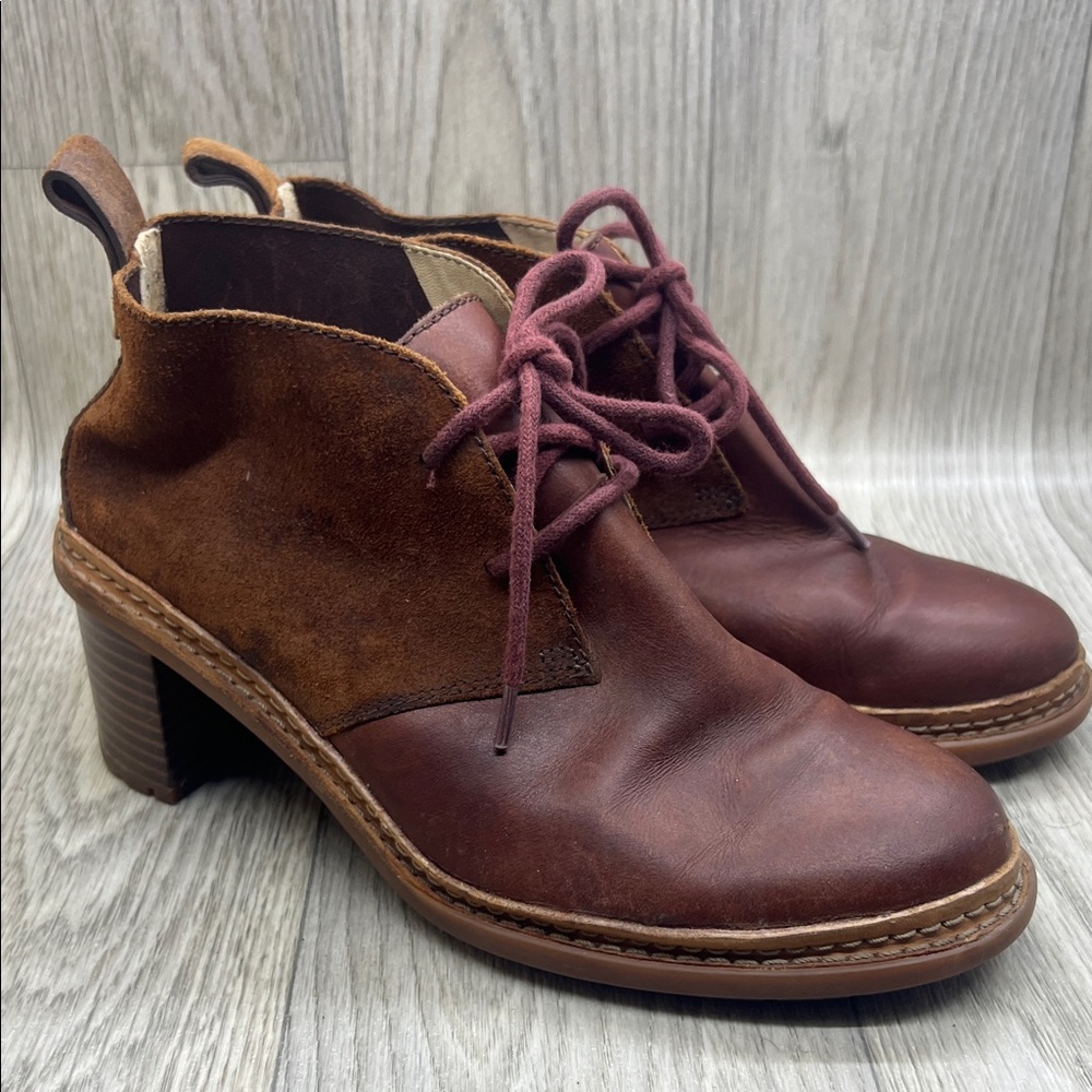 Clarks Brown Leather Heeled Boots